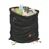 Open Rotting Garbage Bin Bag - Color Icon Illustration Symbol vector