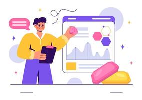 Scientist in a Laboratory Studying Crystals and Minerals for Chemical Reactions Illustration vector