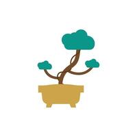 Miniature tree in a brown pot vector