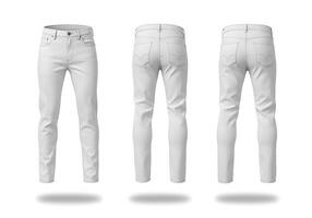 White Men's Jeans Mockup Front and Back Views photo