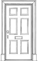 a drawing of a door with a window vector