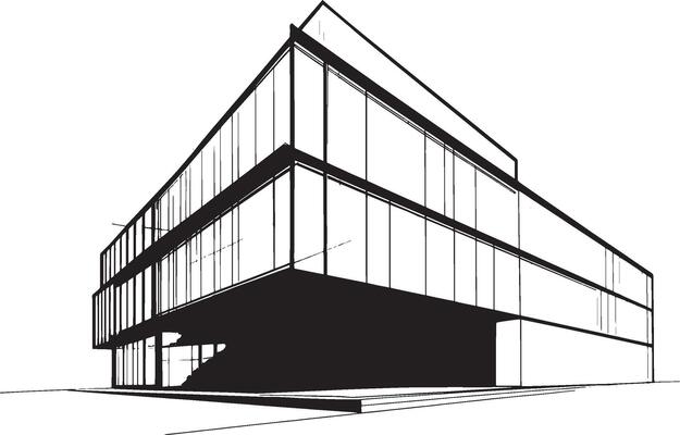 a drawing of a modern building with windows