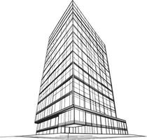 A sketch of a towering building with multiple windows. vector