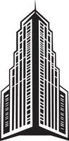A grayscale illustration of a high-rise building. vector