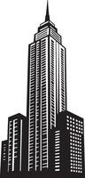 A monochrome sketch of a towering building. vector