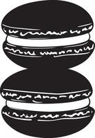 A simple black-and-white illustration of a macaron. vector