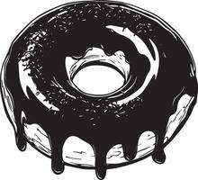 A basic black donut icon in silhouette style vector