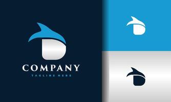 letter D fish fin logo vector