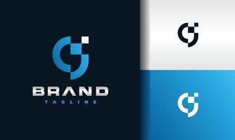 letter CJ square tech logo vector