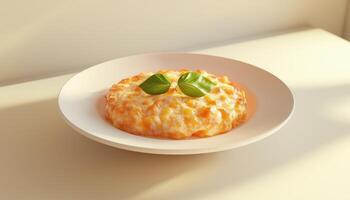 Buffalo chicken dip creamy appetizer on white plate for happy lunch photo