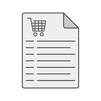 Shopping Invoice, A paper document with a shopping cart icon, representing an online transaction receipt. vector