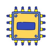 Processor Chip, A microchip icon, symbolizing computer hardware, processors, and computing power. vector