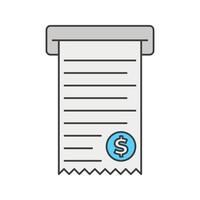 Payment Receipt, A printed bill or receipt with a dollar sign, symbolizing purchases and financial transactions. vector