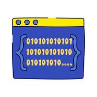 Coding Window, A browser window displaying binary code, representing programming, coding, and software development. vector
