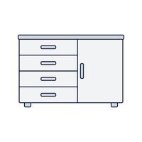 Cabinet, A storage unit with drawers and a closed compartment, ideal for organizing home essentials. vector