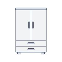 Wardrobe, A standing wardrobe with two doors and a bottom drawer, designed for storing clothes. vector