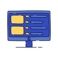 Data Management Monitor, A computer screen with structured data blocks, representing data management and database systems. vector