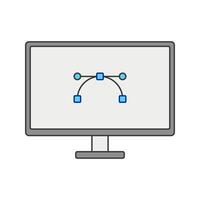 Computer Monitor, A desktop screen displaying pentool design, representing graphic design and digital work. vector