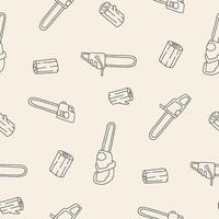 Outline Chainsaw Log Wood Seamless Pattern illustration Design vector