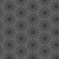 pattern with black flowers on dark gray background. vector