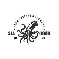 squid vintage monochrome logo design design graphic vector