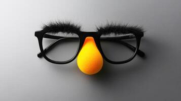 Unique playful mask design featuring a comical yellow nose and glasses photo