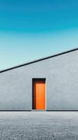 Minimalist Japanese architecture embodies simple elegance under clear skies photo