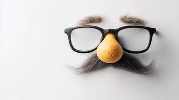 Gordon Ghastly's unique nose and glasses mask design on white photo