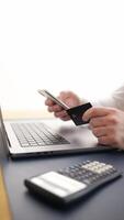 The man uses mobile and online banking on a daily basis. Transfers, bill payments and balance monitoring are now possible in just a few clicks. The concept of developing banking technologies. video