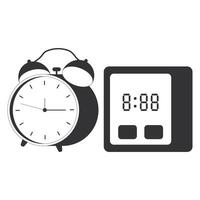 Alarm Clock Silhouette on White Background. Simple Black Alarm Clock Element. vector