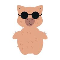 Cool capybara wearing black sunglasses with a confident and relaxed expression. Perfect for trendy designs, fun illustrations, digital stickers, and modern character art vector