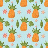Seamless tropical pattern featuring pineapples vector