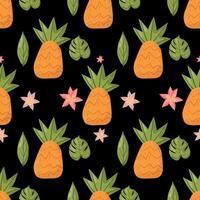 Seamless tropical pattern featuring pineapple vector