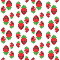 Playful seamless pattern featuring expressive strawberries with different emotions. Ideal for textiles, packaging, wallpapers, prints, and creative digital projects vector