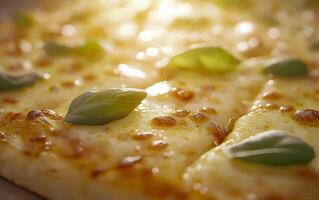 Delicious italian pizza with space for text or social media post. Macro image. photo