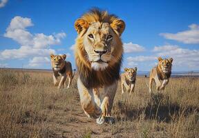lion family on the hunt photo