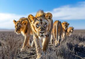 lion looking into camera photo