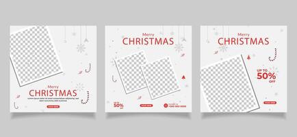 christmas social media post template square web banner design vector