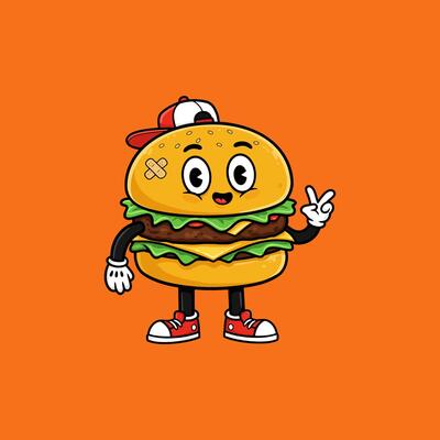 Cheeky Burger Character A Playful Cartoon Illustration