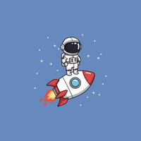 Charming Astronaut on Rocket A Whimsical Space Adventure vector