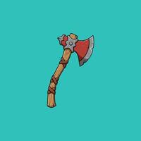 Rustic Cartoon Axe A Hand-Drawn, Weathered Battle-Ready Tool vector