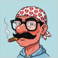 Mustachioed Gentleman A Cartoon Portrait with Retro Style vector