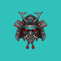 Cybernetic Samurai Oni Mask A Fusion of Metal and Myth vector