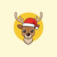 Adorable Reindeer Portrait Festive Christmas Cartoon vector