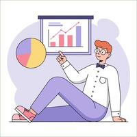 Man Presenting Business Growth Charts and Data vector