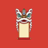 Chinese Lion Dance Scroll Template Lunar New Year Design vector