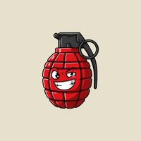 Mischievous Grenadier A Cartoon Hand Grenade with a Smirking Face vector