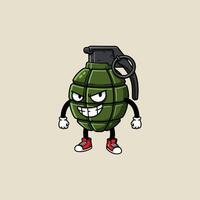 Mischievous Hand Grenade Cartoon A Green, Grinning Character vector