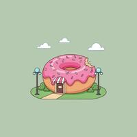 Giant Donut Shop Illustration Sweet Bakery Design vector