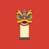 Chinese Lion Dance Scroll Design Lunar New Year vector
